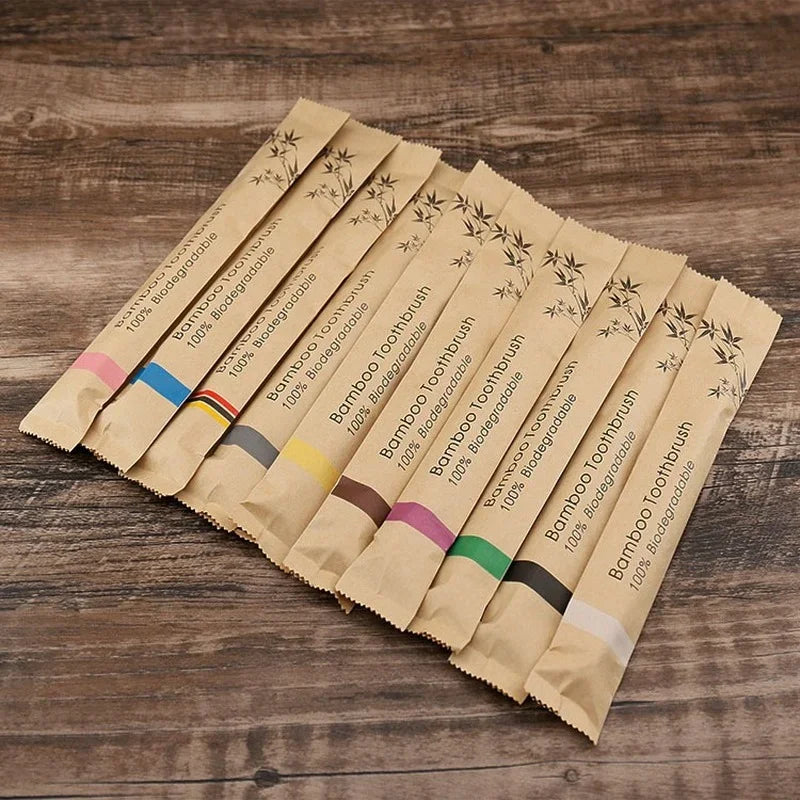 Brosses à Dents en Bambou — Lot de 10 | Poils Doux & Éco-Responsable | Vie Essentielle