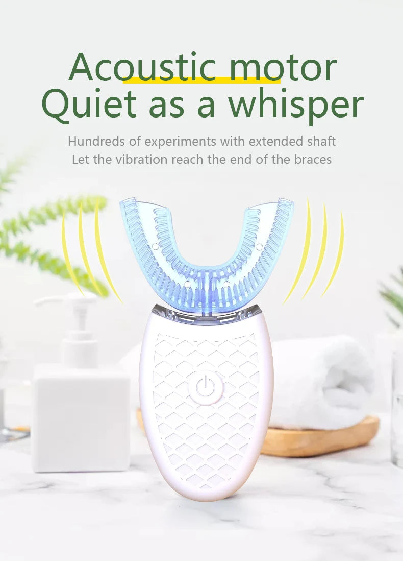 Brosse à dents intelligente de Type U, sonique électrique automatique à 360 degrés, avec Charge USB, tête en silicone étanche pour les soins buccaux