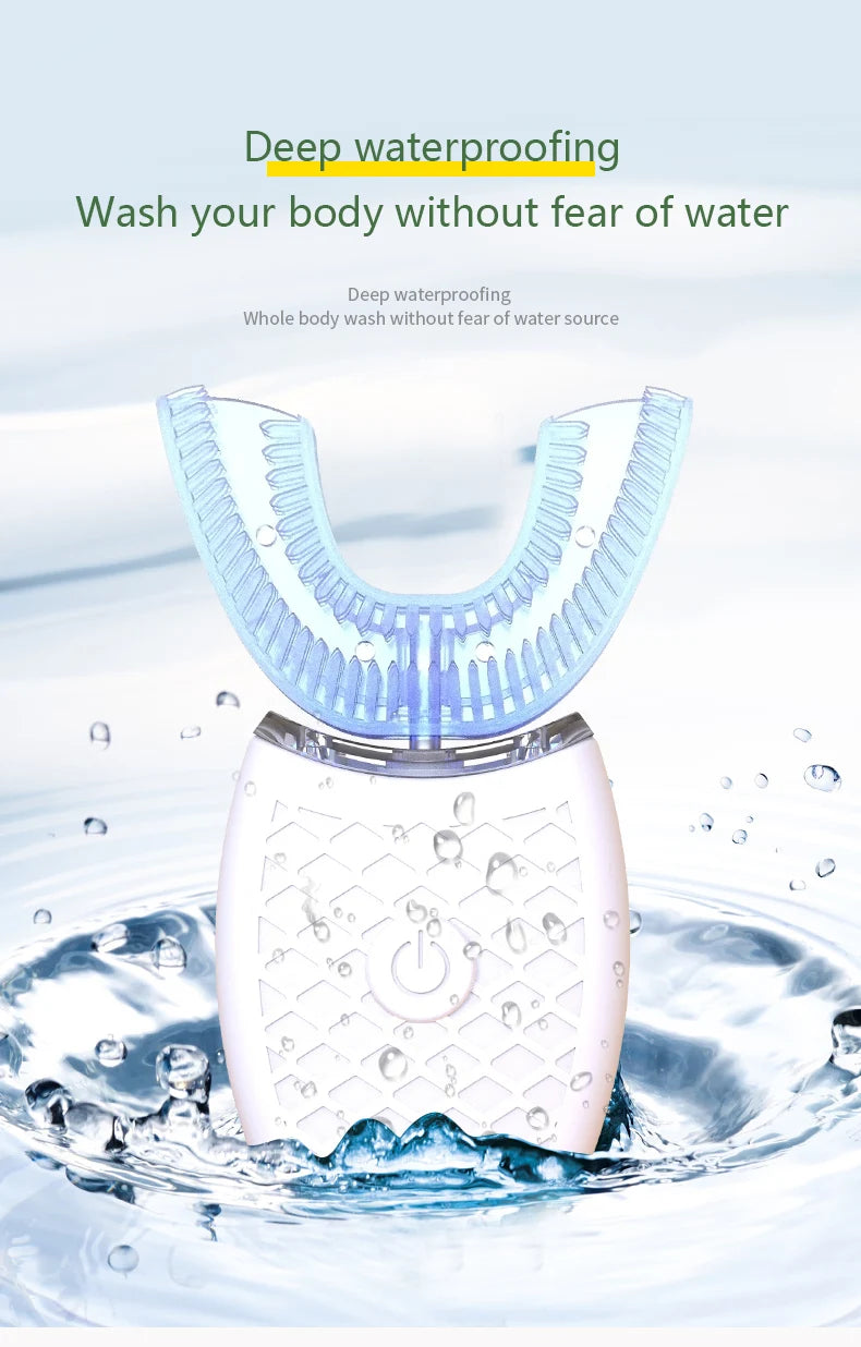 Brosse à dents intelligente de Type U, sonique électrique automatique à 360 degrés, avec Charge USB, tête en silicone étanche pour les soins buccaux