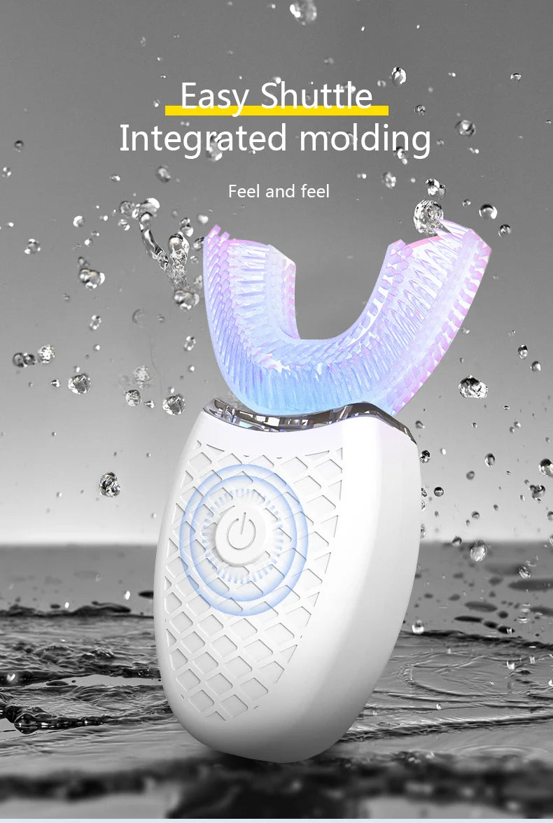 Brosse à dents intelligente de Type U, sonique électrique automatique à 360 degrés, avec Charge USB, tête en silicone étanche pour les soins buccaux