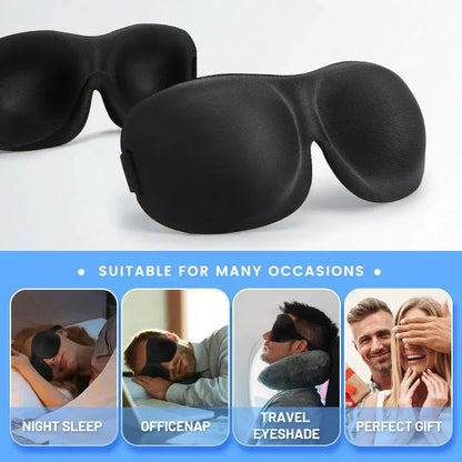 Masque de Sommeil 3D en Mousse à Mémoire de Forme — Blocage Lumière Total | Vie Essentielle