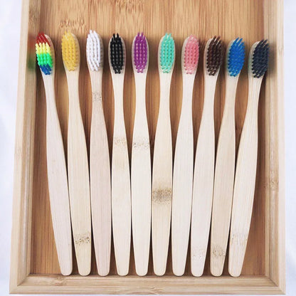 Brosses à Dents en Bambou — Lot de 10 | Poils Doux & Éco-Responsable | Vie Essentielle